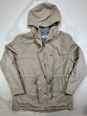 Charlotte Russe Tan Hooded Utility Anorak Jacket Cinch Waist Khaki XL EUC